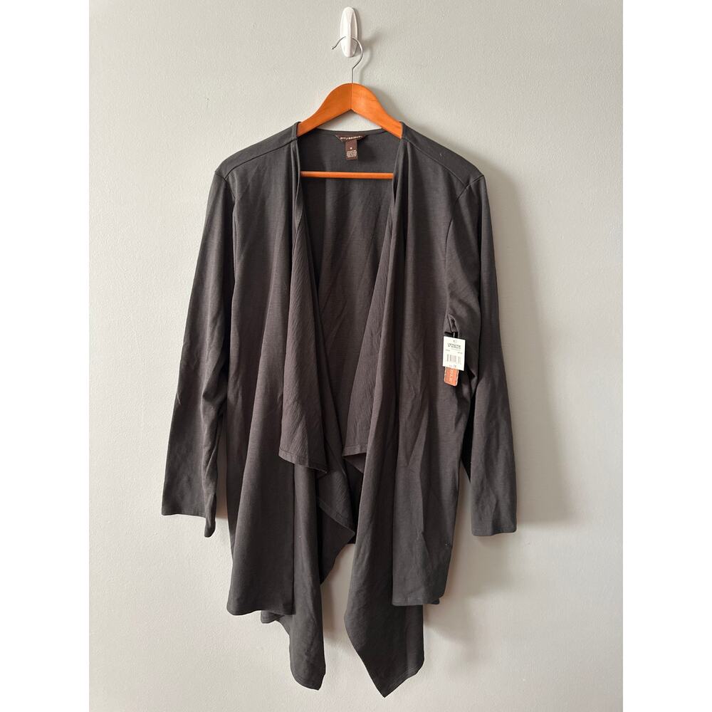 Bit & Bridle Cardigan Womens 1X Black Open Front Drape Lightweight Layering NWT